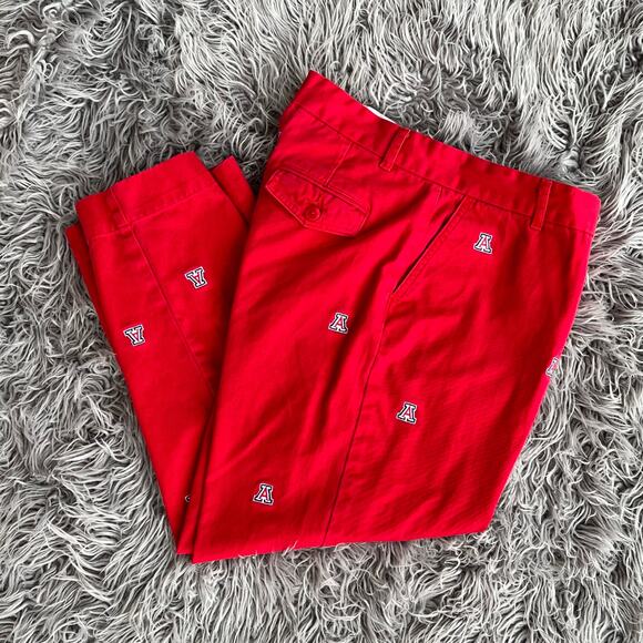 Logo HIgh Waist Capris Embroidered Twill Pants Arizona University Womens 12 Red - Picture 3 of 11
